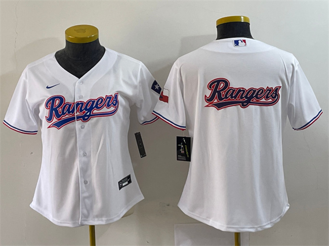 Youth Texas Rangers White Team Big Logo With Patch Stitched Baseball Jersey
